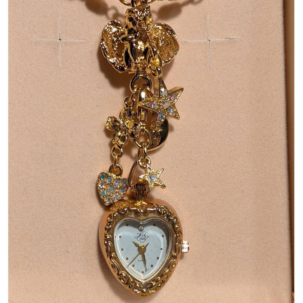 Vintage Kirks Folly Angelic Time Traveler Watch Necklace Dream Angel Cherub NOS